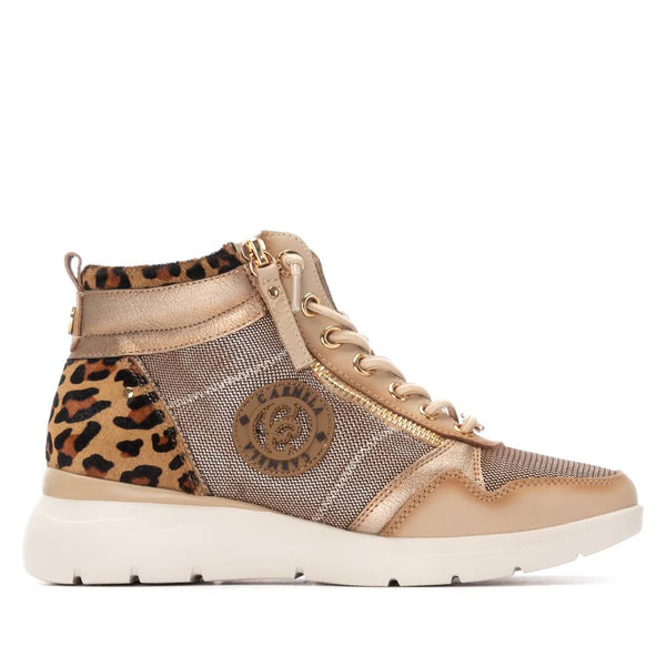 Carmela Beige Leather Ankle Boots