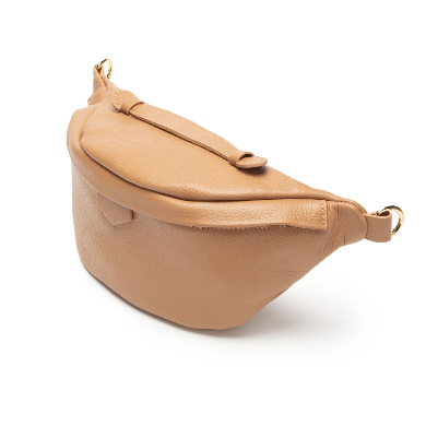 Camel Arc Leather Sling Handbag