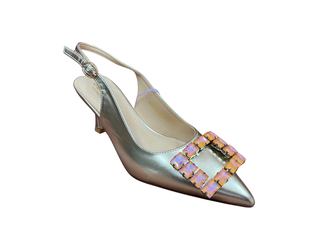 Sorento Shelbourne Gold Mid Heel Slingback Shoes