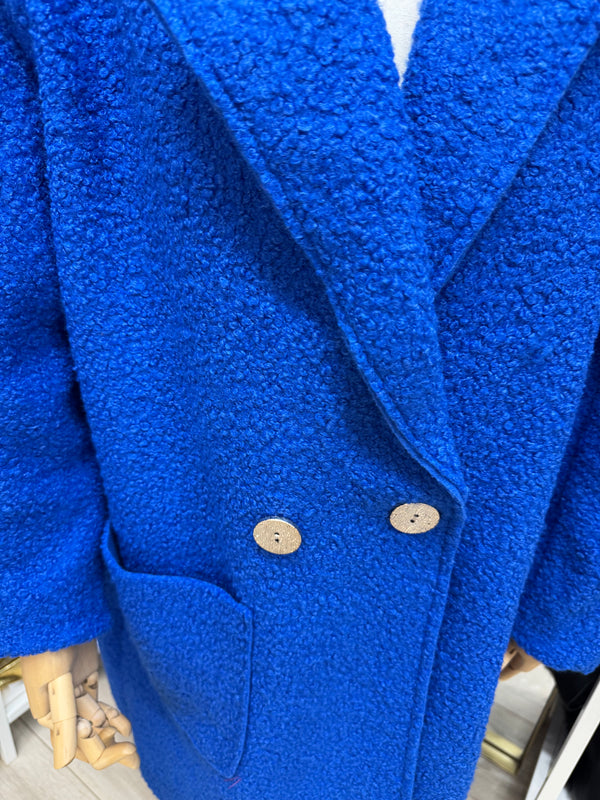 Royal Blue Double Breasted Wooly Coatigan