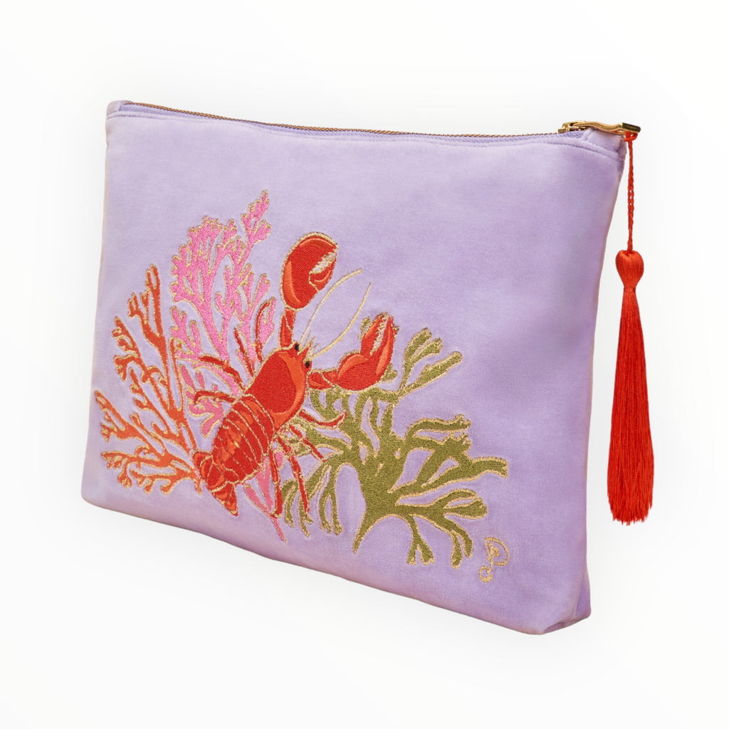 Powder Lobster Lilac Velvet Zip Pouch