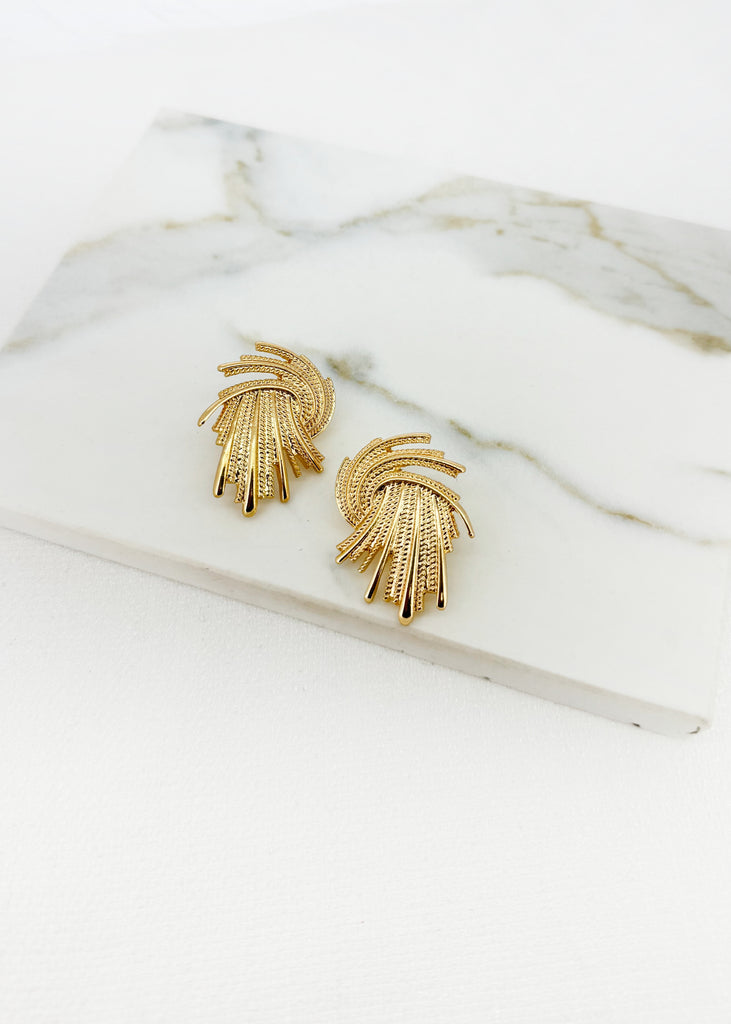 Gold Textured Statement Earrings