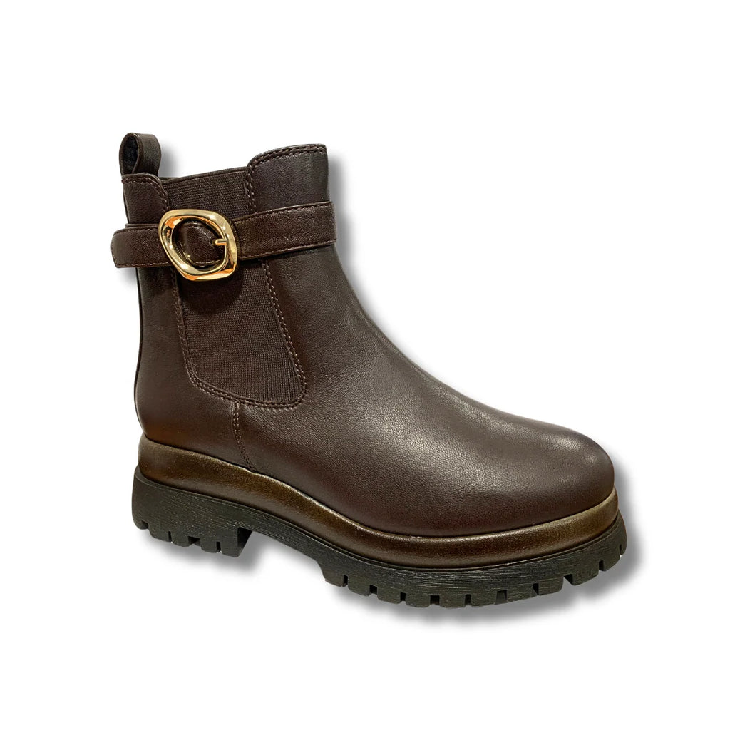 Donna Serena Chocolate Brown Chunky Leather Boots
