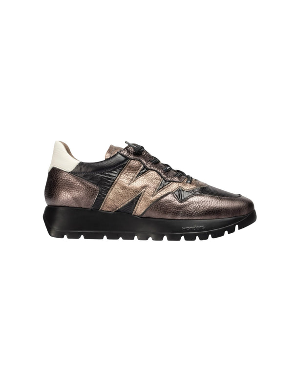 Wonders A-2491 Plomo & Black Leather Trainers
