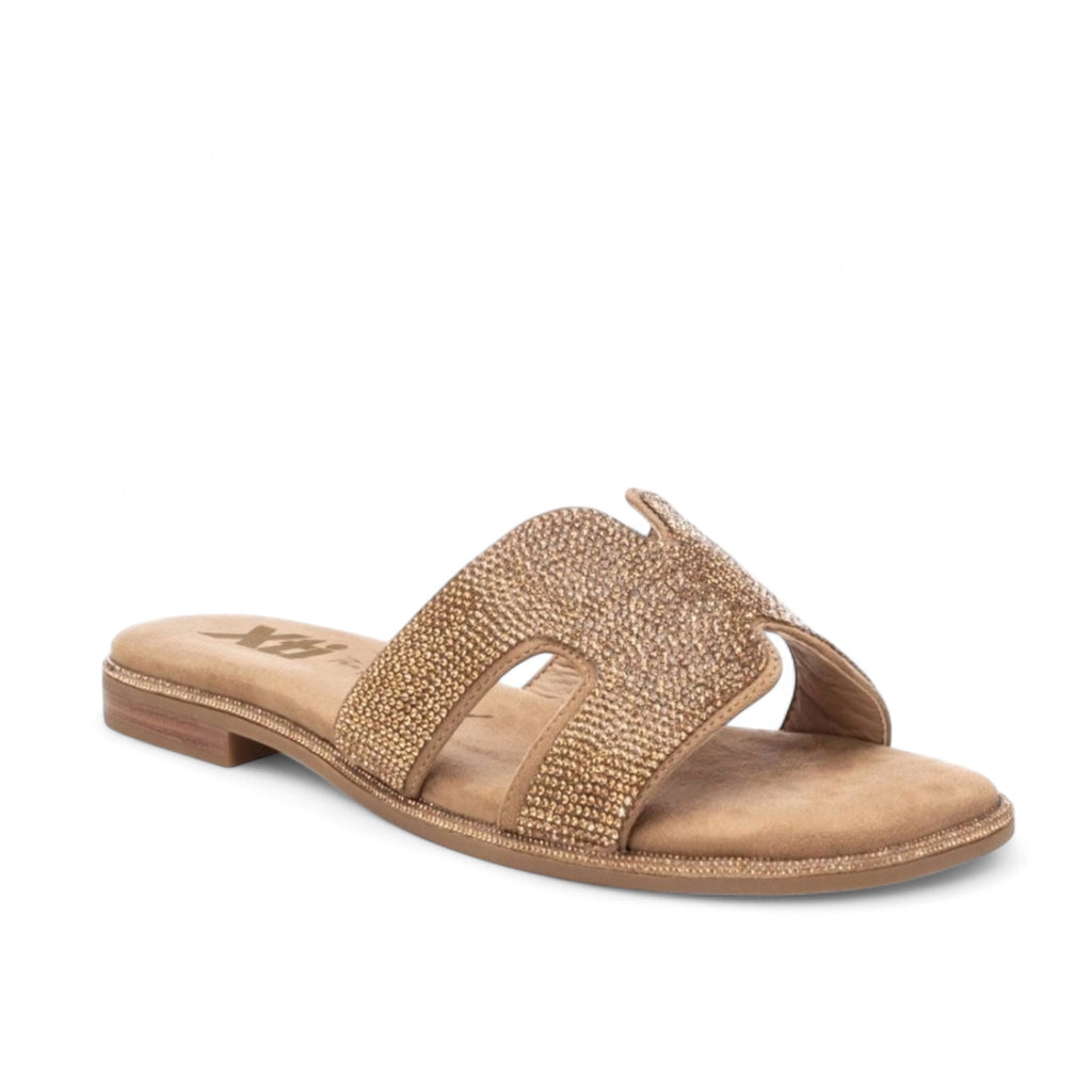 XTI Taupe Shimmer Slider Sandals
