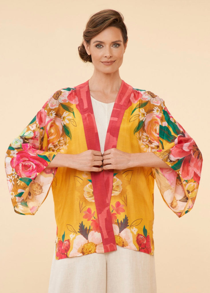 Powder Impressionist Mustarf Floral Kimono Jacket