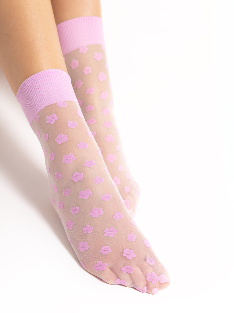 LaLa Pink 20 Den Floral Print Socks