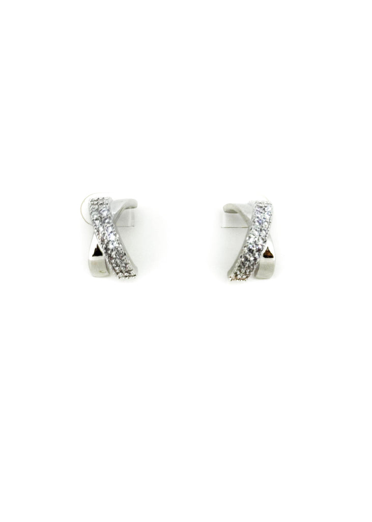 Silver & Crystal Criss Cross Earrings