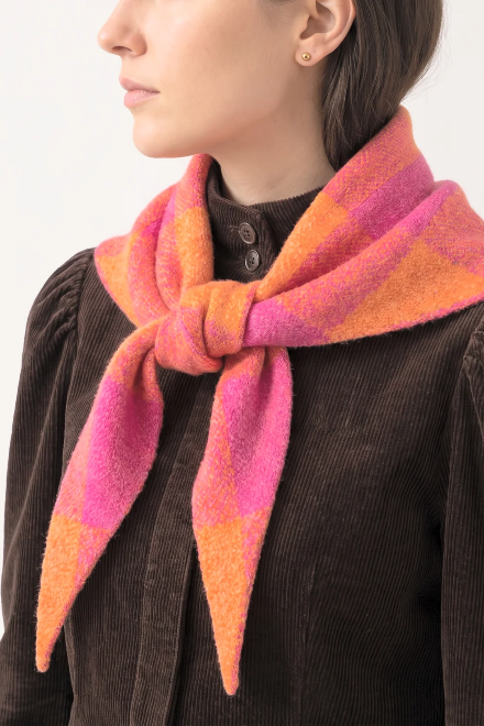 Orange & Pink Check Triangle Heavyweight Scarf
