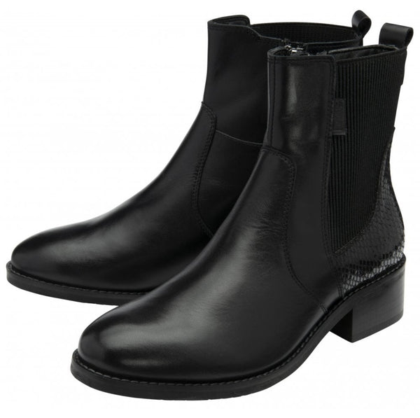Lotus Lindley Black & Lizard Leather Ankle Boots
