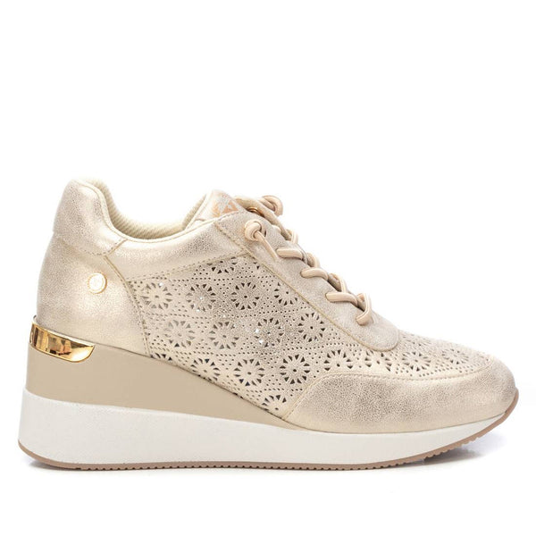 XTI Metallic Gold Wedge Trainers