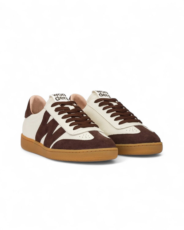 Wonders White & Brown Nubia Gum Sole Trainers