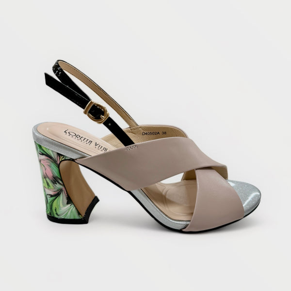 Nude Patterned Block Heel Loretta Vitale Sandals