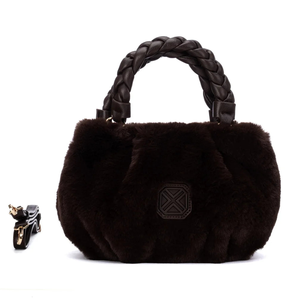 XTI 184718 Brown Faux Fur Handbag