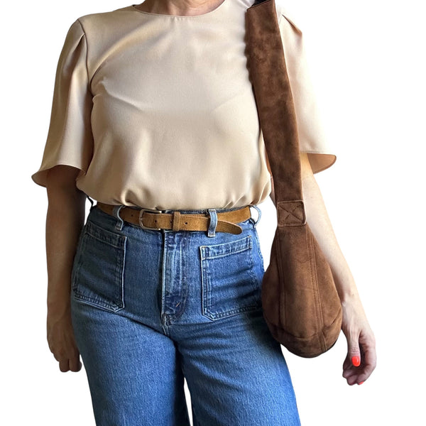 Brixton Small Brown Suede Slingbag