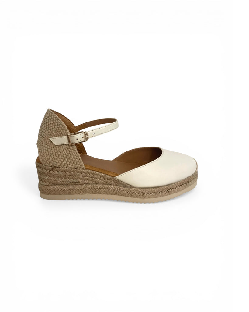 Unisa Cisca Ivory Leather Espadrilles
