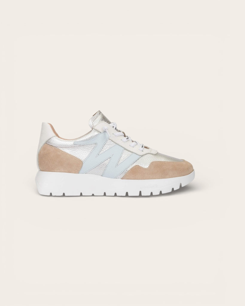 Wonders Beige Silver Trainers A-24101