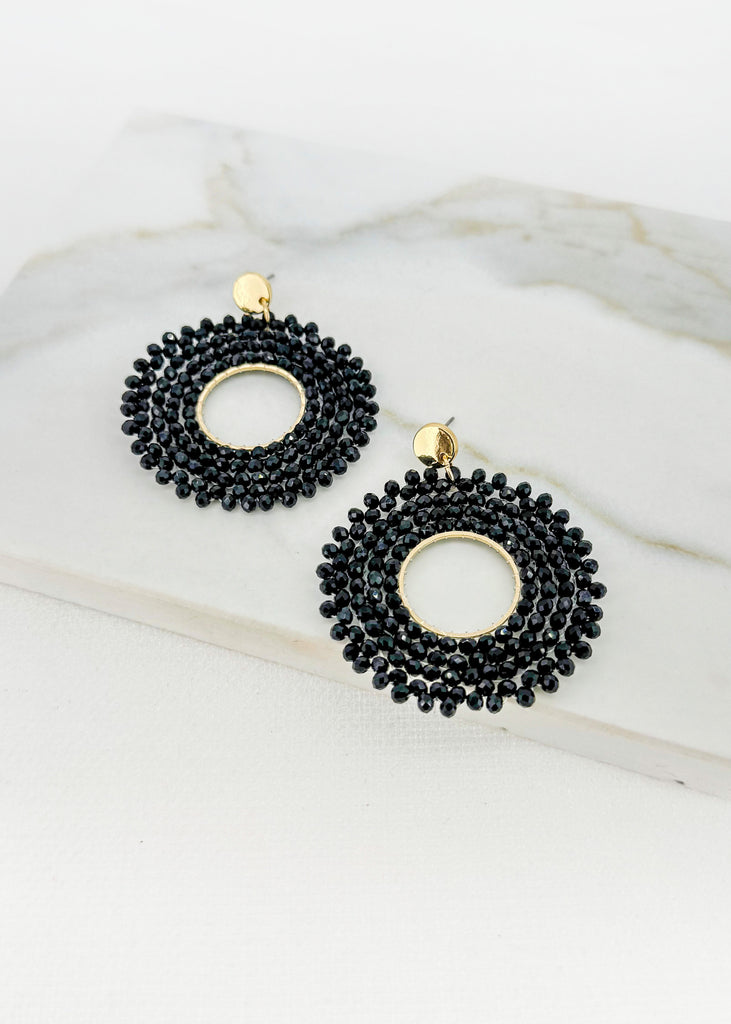 Gold & Black Crystal Statement Earrings