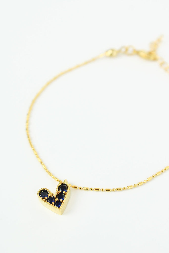 Blue Gemstone Heart Bracelet