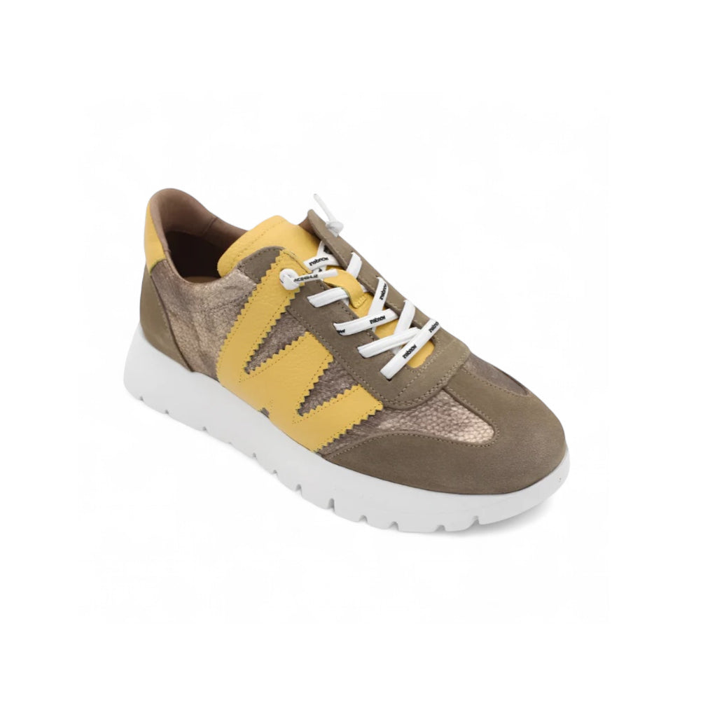 Wonders A-2476 Taupe & Yellow Gold Leather Trainers