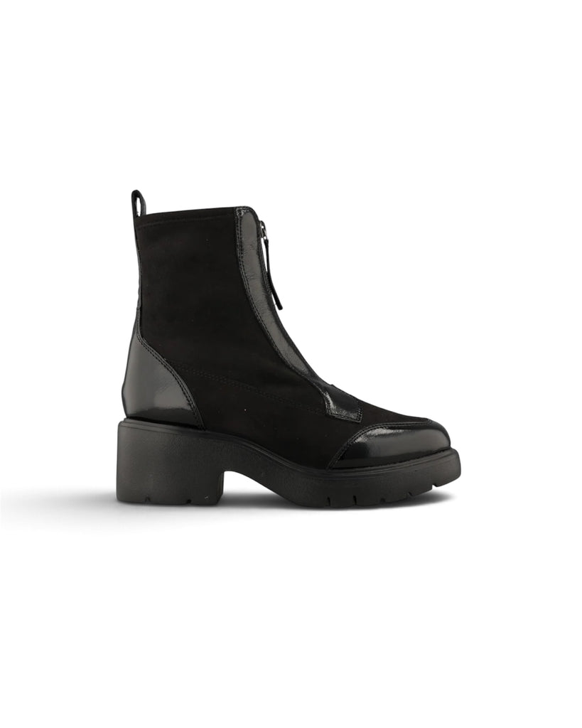 Unisa Jandro Black Front Zip Ankle Boots