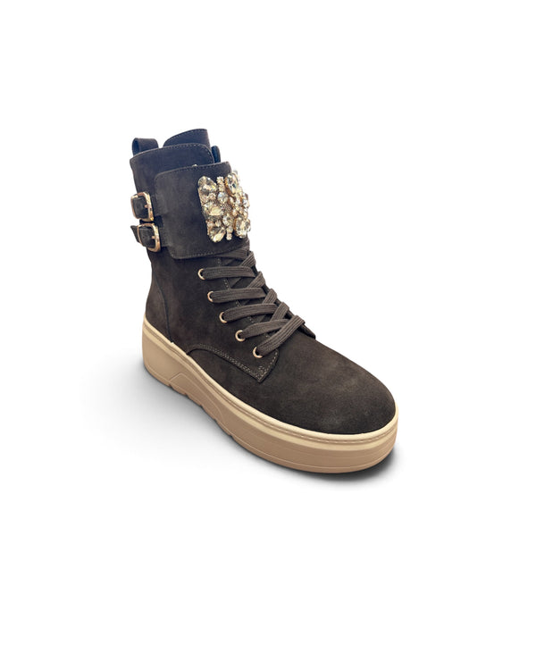 Donna Serena 286131 DM Chocolate Brown Suede Flatform Boots