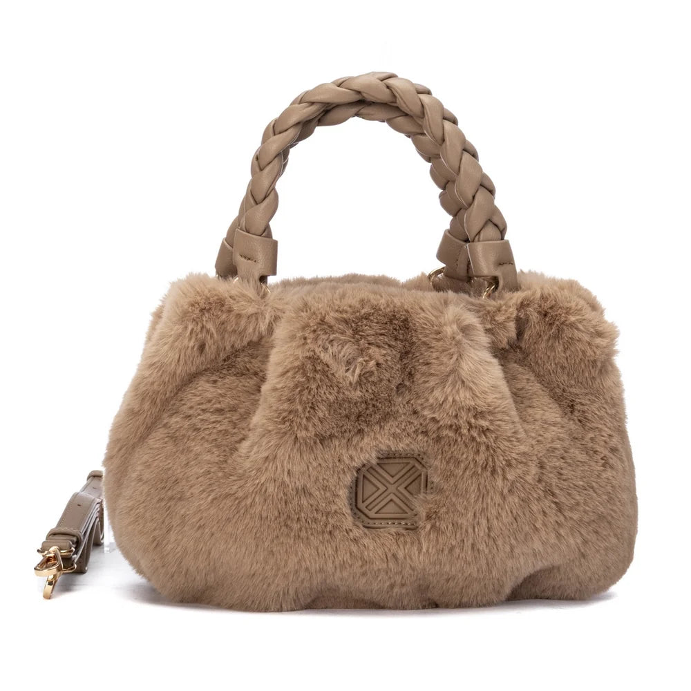 XTI 184718 Beige Faux Fur Handbag