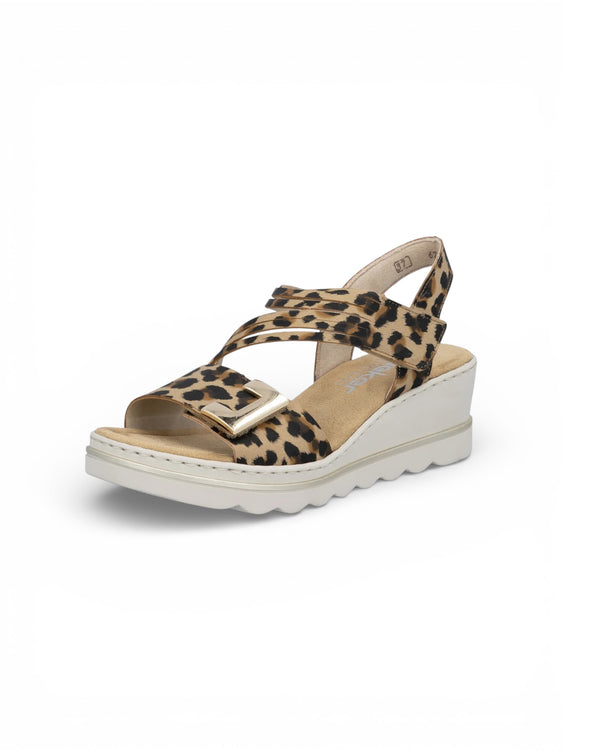 Rieker Leopard Wedge Sandal 67410-90