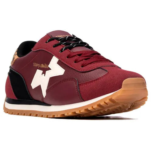 Teddy Smith 121131 Burgundy & Leopard Star Trainers