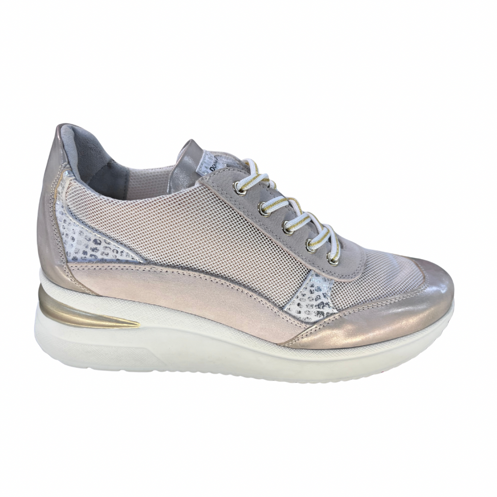 Donna Serena Nude & Silver Snake Print Platform Trainers 275970DM