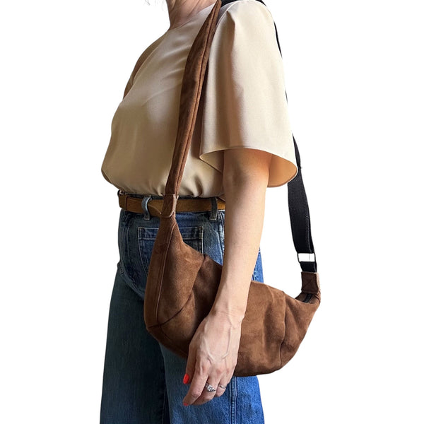 Brixton Large Brown Suede Slingbag
