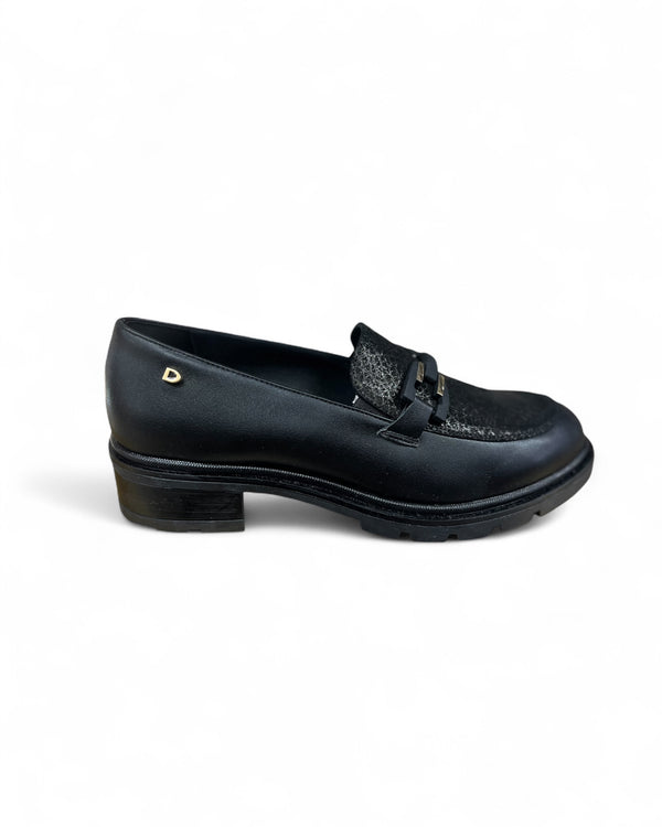 Donna Serena Nappa Black Leather Loafers