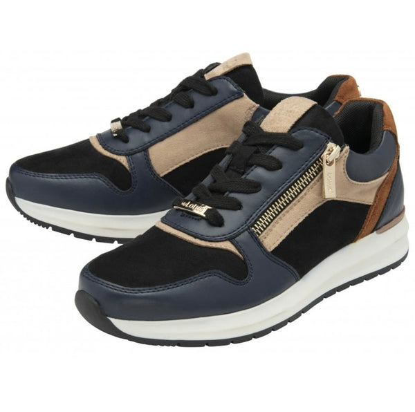 Lotus Venus Navy & Tan Zip Up Trainers