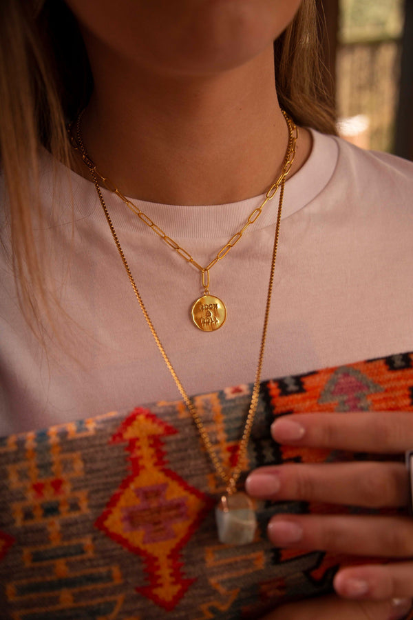 Gold Rock & Roll Coin Necklace