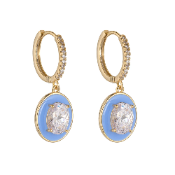 Gold & Blue Enamel Earrings