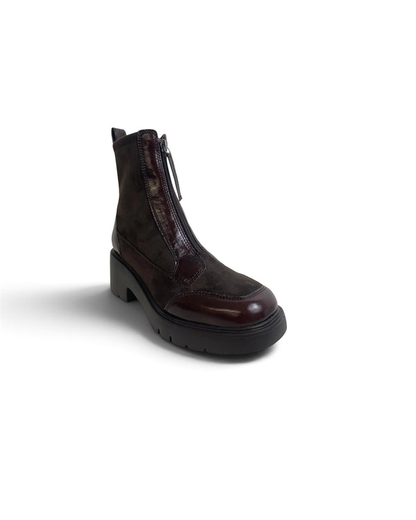 Unisa Jandro Brown Front Zip Ankle Boots