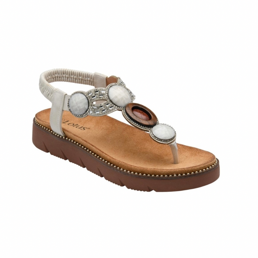 Lotus Alcina White Toe-Post Sandals
