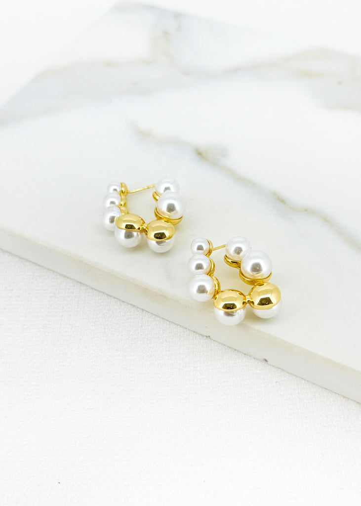 Gold & Pearl Hoop Earrings