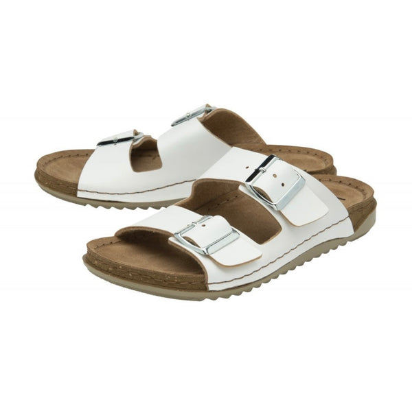 White Sirimone Double Strap Mule Sandals
