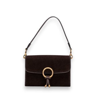 Hispanitas BI264945 Espresso Suede Shoulder Bag