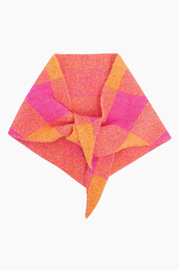 Orange & Pink Check Triangle Heavyweight Scarf