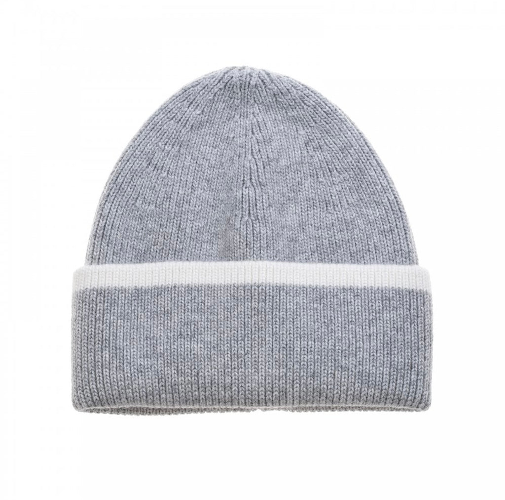 Dove Grey & Ivory Beanie Hat