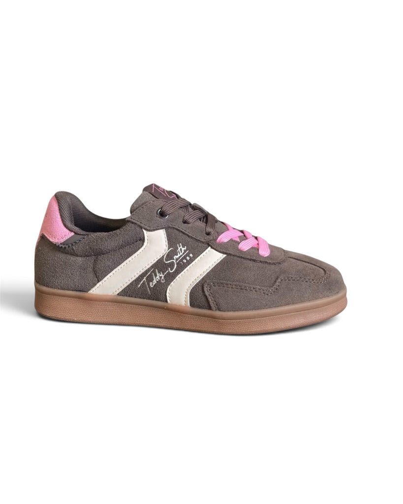 Teddy Smith 121113 Brown & Pink Suede Gum Sole Trainers