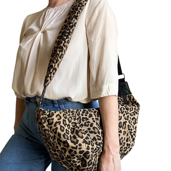 Brixton Large Sand Leopard Print Slingbag
