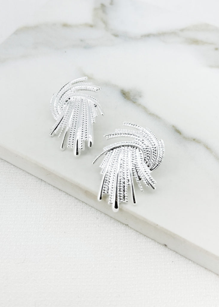 Silver Textured Statement Earrings