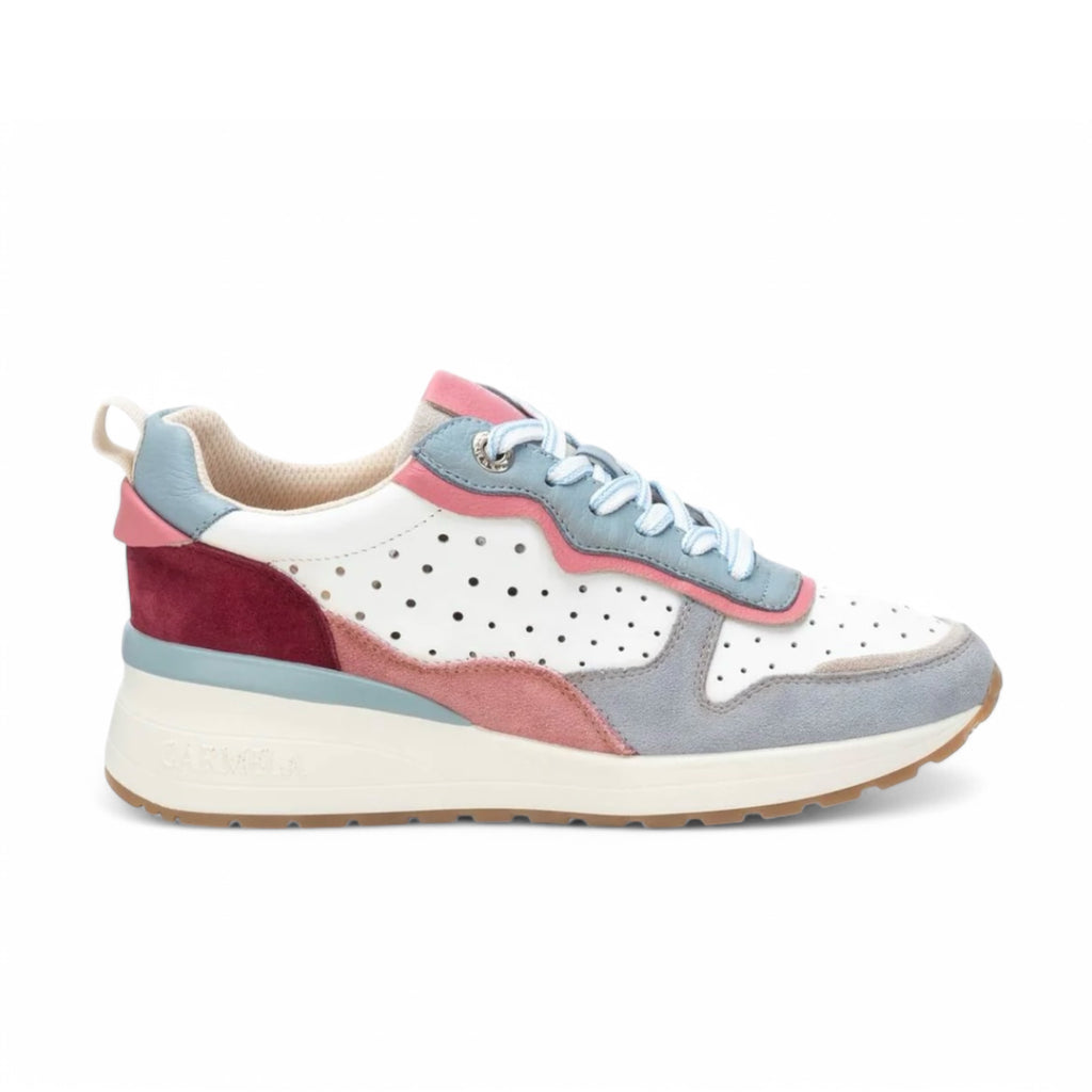 Carmela White & Blue Leather Trainers