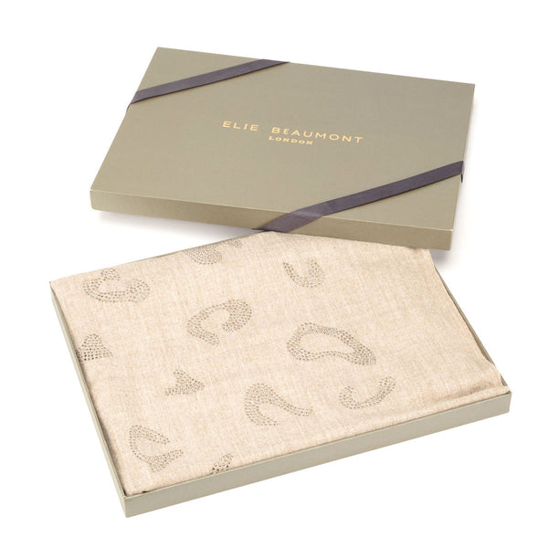 Sand Leopard Print Diamante Luxe Scarf