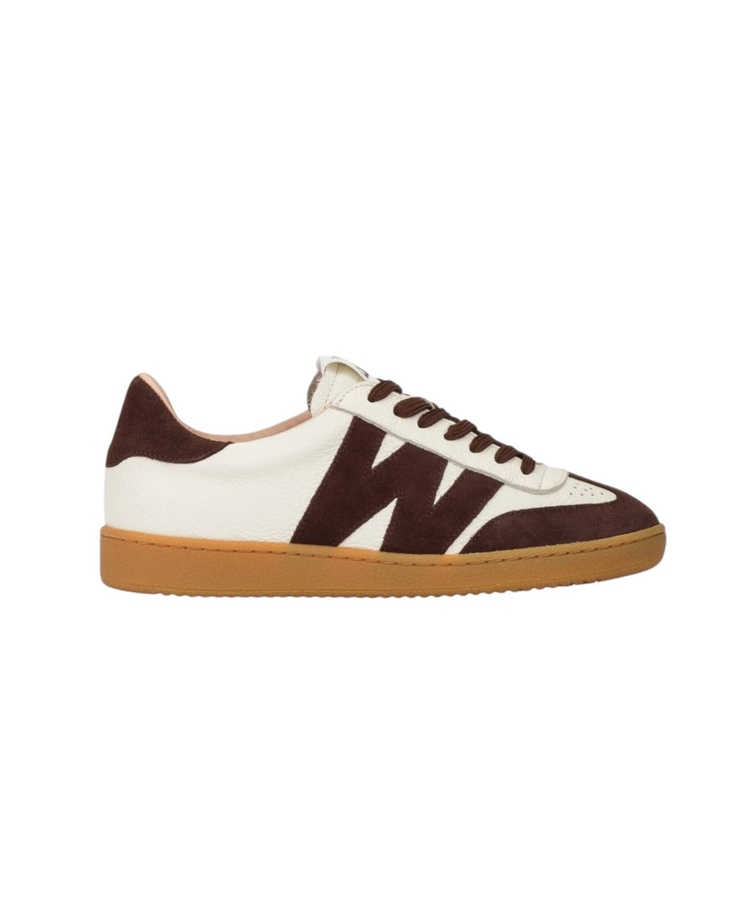 Wonders White & Brown Nubia Gum Sole Trainers
