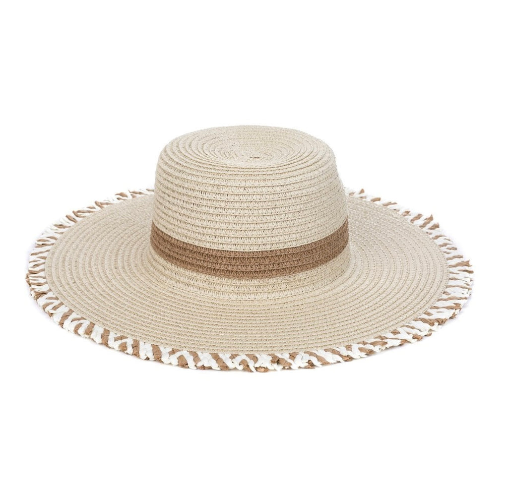 Beige & White Wicker Hat