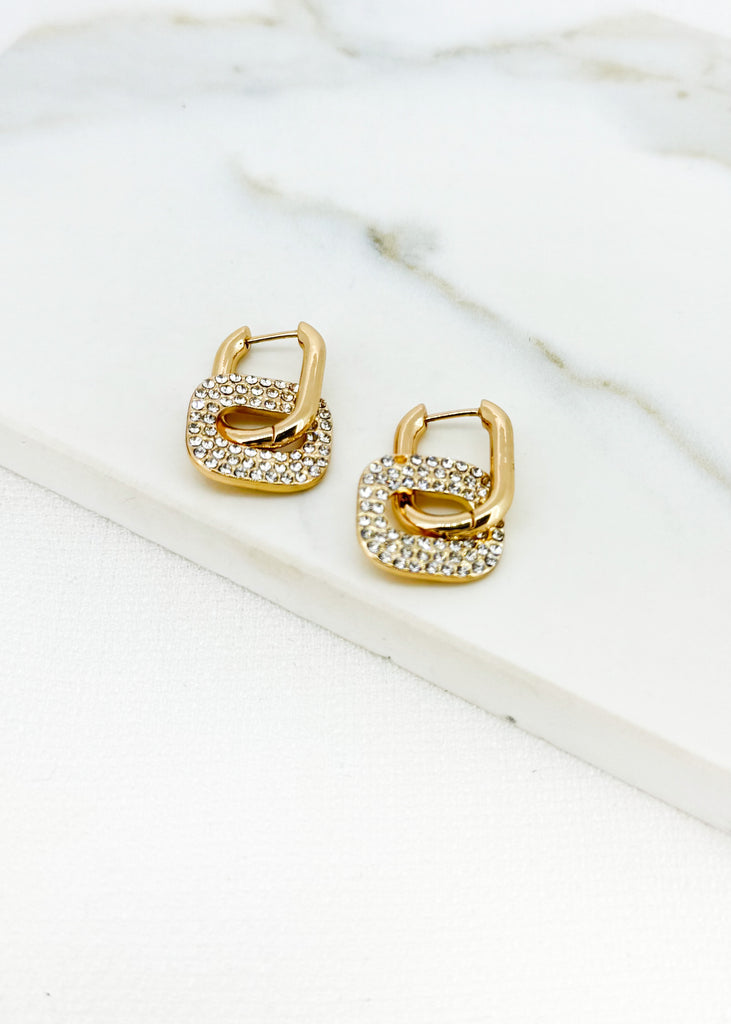 Gold & Crystal Double Drop Earrings